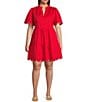 Sugarlips Plus Short Sleeve Scalloped Trim Tiered Dress, Color:Red - Image 1