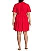 Sugarlips Plus Short Sleeve Scalloped Trim Tiered Dress, Color:Red - Image 2