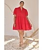 Sugarlips Plus Short Sleeve Scalloped Trim Tiered Dress, Color:Red - Image 4