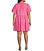 Sugarlips Plus Short Sleeve Scalloped Trim Tiered Dress, Color:Fuchsia - Image 2
