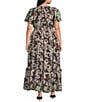 Sugarlips Plus Size Abstract Palmer Printed Split V-Neck Short Sleeve Tiered Maxi Dress - Image 2