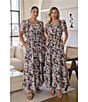 Sugarlips Plus Size Abstract Palmer Printed Split V-Neck Short Sleeve Tiered Maxi Dress - Image 6