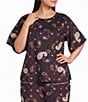 Sugarlips Plus Size Amora Paisley Printed Crew Neck Short Sleeve Coordinating Top - Image 1
