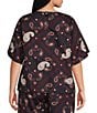 Sugarlips Plus Size Amora Paisley Printed Crew Neck Short Sleeve Coordinating Top - Image 2