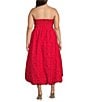 Sugarlips Plus Size Arielle Jacquard Belle Strapless Fit And Flare Bubble Midi Dress, Color:Burgundy - Image 2