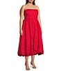 Sugarlips Plus Size Arielle Jacquard Belle Strapless Fit And Flare Bubble Midi Dress, Color:Burgundy - Image 3
