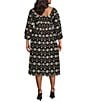 Sugarlips Plus Size Balloon Sleeve Floral Printed Jacquard Midi Dress | Dillard's