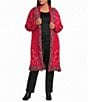 Sugarlips Plus Size Bandana Printed Fringe Collared Long Sleeve Belted Wrap Cardigan - Image 1