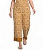 Sugarlips Plus Size Calina Tropical Printed High Rise Wide Leg Coordinating Linen Pants - Image 1