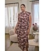 Sugarlips Plus Size Camo Printed Ruched Mock Neck Cap Sleeve Mesh Midi Dress - Image 4