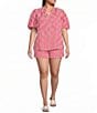 Sugarlips Plus Size Chelli Checkered Gingham Printed High Rise Coordinating Shorts - Image 3
