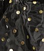 Sugarlips Plus Size Coordinating Polka Dot Organza Elastic Waist Tiered Hem A-Line Maxi Skirt, Color:Black/Gold - Image 4