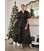 Sugarlips Plus Size Coordinating Polka Dot Organza Elastic Waist Tiered Hem A-Line Maxi Skirt, Color:Black/Gold - Image 6