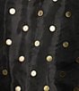 Sugarlips Plus Size Coordinating Polka Dot Organza Split V-Neck Sheer Short Sleeve Top, Color:Black/Gold - Image 3
