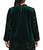 Sugarlips Plus Size Darla Mock Neck Sequin Long Sleeve Velvet Coordinating Top - Image 2