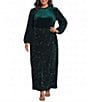 Sugarlips Plus Size Darla Mock Neck Sequin Long Sleeve Velvet Coordinating Top - Image 3