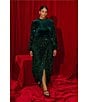 Sugarlips Plus Size Darla Mock Neck Sequin Long Sleeve Velvet Coordinating Top - Image 6