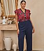 Sugarlips Plus Size Diana Plaid Printed V-Neck Ruffle Sleeve Button Front Top - Image 6