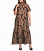 Sugarlips Plus Size Floral Dime Mock Neck Short Sleeve Maxi Dress - Image 1