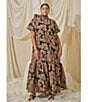 Sugarlips Plus Size Floral Dime Mock Neck Short Sleeve Maxi Dress - Image 4