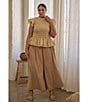 Sugarlips Plus Size Flutter Sleeve Smocked Woven Blouse, Color:Tan - Image 3
