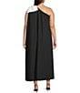 Sugarlips Plus Size Fringe Drape One Shoulder Maxi Dress, Color:Black - Image 2