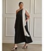 Sugarlips Plus Size Fringe Drape One Shoulder Maxi Dress, Color:Black - Image 4