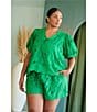 Sugarlips Plus Size Friona Eyelet V-Neck Short Bubble Sleeve Coordinating Top - Image 4