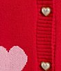 Sugarlips Plus Size Heart Print Crew Neck Long Sleeve Heart Buttons Cardigan, Color:Red Pink - Image 5