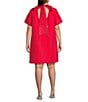 Sugarlips Plus Size Heather Rhinestone Back Tie Mock Neck Short Sleeve Shift Mini Dress - Image 2