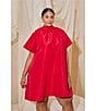 Sugarlips Plus Size Heather Rhinestone Back Tie Mock Neck Short Sleeve Shift Mini Dress - Image 4