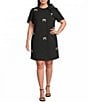 Sugarlips Plus Size Hendra Rhinestone Bow Mock Neck Short Sleeve Mini Dress - Image 1