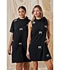 Sugarlips Plus Size Hendra Rhinestone Bow Mock Neck Short Sleeve Mini Dress - Image 5