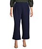 Sugarlips Plus Size High Waisted Pleat Front Wide Leg Pants, Color:Navy - Image 1