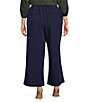Sugarlips Plus Size High Waisted Pleat Front Wide Leg Pants, Color:Navy - Image 2