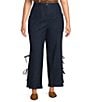 Sugarlips Plus Size High Waisted Wide Leg with Side Bow Denim Jeans - Image 1