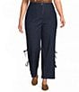 Sugarlips Plus Size High Waisted Wide Leg with Side Bow Denim Jeans - Image 1