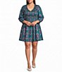 Sugarlips Plus Size Isme Smocked Floral Print V-Neck Long Sleeve Mini Dress - Image 1