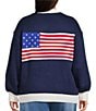 Sugarlips Plus Size Julius American Flag V-Neck Long Sleeve Cardigan, Color:Navy - Image 3
