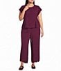 Sugarlips Plus Size Kaisy Crew Neck Short Sleeve Embroidered Trim Coordinating Button Front Top - Image 2