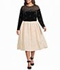 Sugarlips Plus Size Kendra Embellished Crew Neck Long Sleeve Mixed Media Midi Dress - Image 1