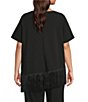 Sugarlips Plus Size Lendria Round Neck Short Sleeve Asymmetric Fringe Hem Coordinating Top - Image 2
