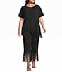 Sugarlips Plus Size Lendria Round Neck Short Sleeve Asymmetric Fringe Hem Coordinating Top - Image 3