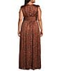 Sugarlips Plus Size Leoben Floral Printed Pleated Long Dress, Color:Brown/Black - Image 2