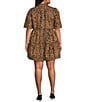 Sugarlips Plus Size Leopard Printed Short Sleeve A-Line Dress, Color:Dark Brown - Image 2