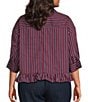 Sugarlips Plus Size Marina Stripe Point Collar Half Sleeve Ruffle Hem Button Front Shirt - Image 2