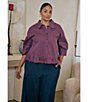 Sugarlips Plus Size Marina Stripe Point Collar Half Sleeve Ruffle Hem Button Front Shirt - Image 5