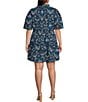 Sugarlips Plus Size Mini Floral Printed Short Sleeve A-Line Dress, Color:Teal Multi - Image 2
