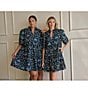 Sugarlips Plus Size Mini Floral Printed Short Sleeve A-Line Dress, Color:Teal Multi - Image 5