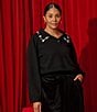 Sugarlips Plus Size Norie Rhinestone Collared Long Sleeve Sweater Knit Top - Image 5